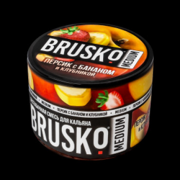 Brusko 50 гр Medium Персик с бананом и клубникой - бестабачная смесь для кальяна