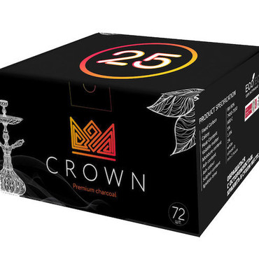 Уголь кокосовый CROWN 25 mm 72 кубиков (2 брикета)